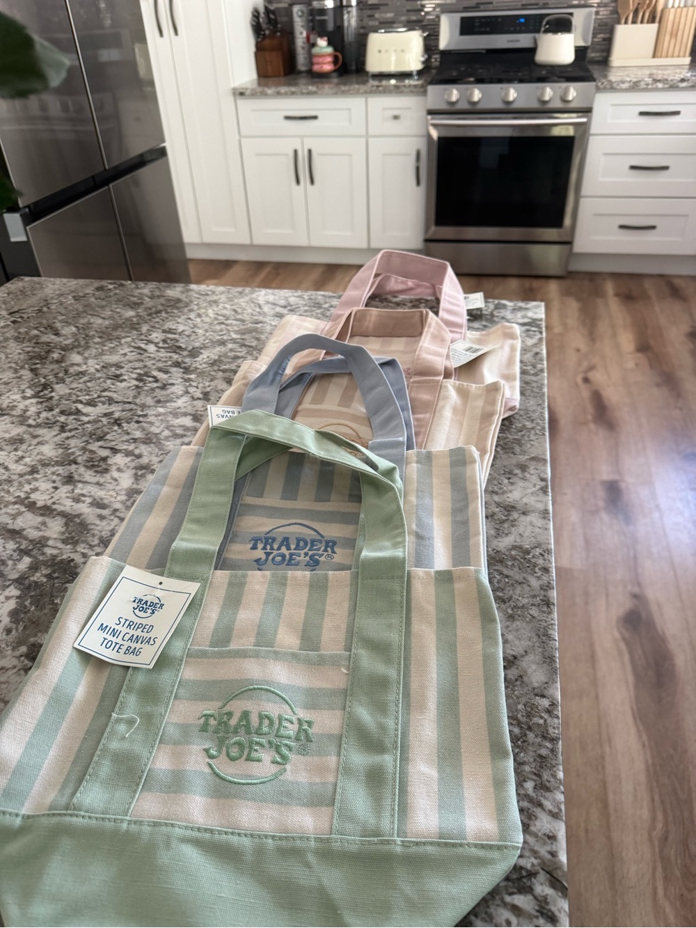 Trader Joe's Striped Canvas Tote Bag - all 4 bags